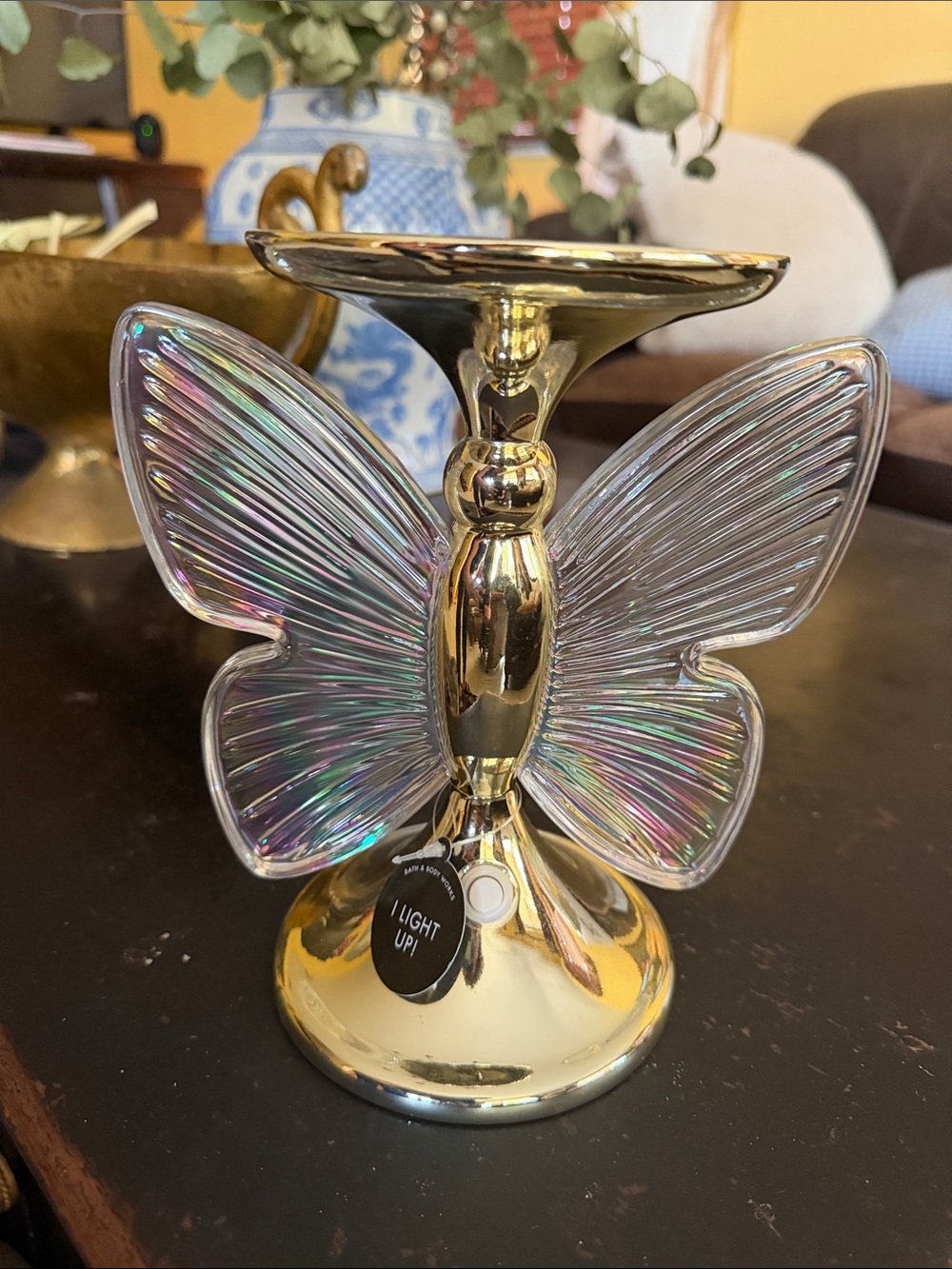 Bath & Body Works Gold Butterfly Candle Holder with Iridescent Wings